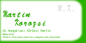 martin korozsi business card