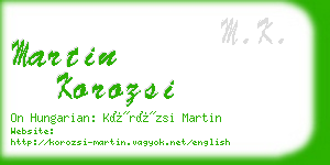 martin korozsi business card